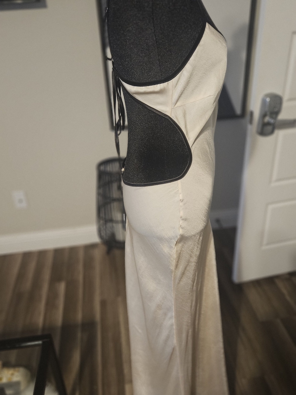 Fashion Nova Cream Satin Maxi Dress - Picture 2 of 5